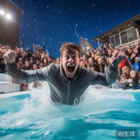 明星跳冰窟，刺激场面