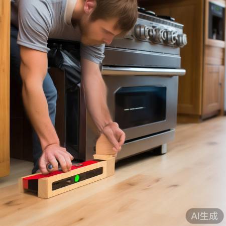 燃气灶调水平，轻柔勿歪斜