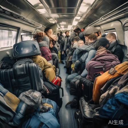 火车空间拥挤，行李加电视更挤