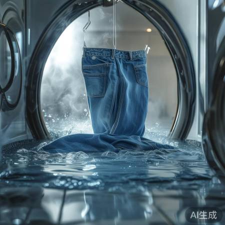 牛仔裤脱水：中低速5-10分钟