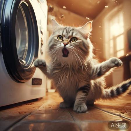 猫怒抓洗衣机,真相惊人